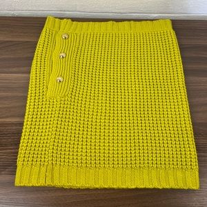 Michael Kors Chartreuse Waffle Knit Button Neck Warmer